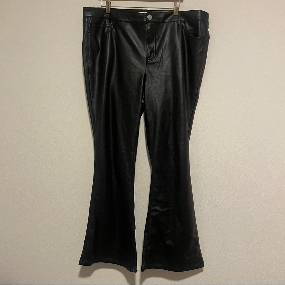ARULA Black Pleather Flare Pants, Size 16 - Picture 2 of 5